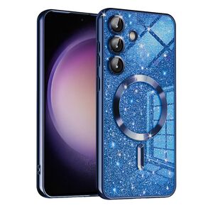 Husa pentru  Samsung Galaxy S23 FE cu MagSafe Sparkle Glare Detachable Layer, cu protectie lentile - albastru