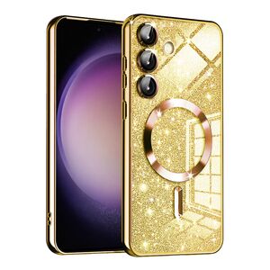 Husa pentru  Samsung Galaxy S23 FE cu MagSafe Sparkle Glare Detachable Layer, cu protectie lentile - gold