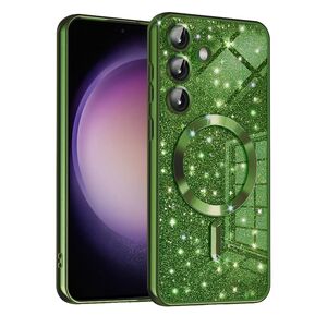 Husa pentru  Samsung Galaxy S23 FE cu MagSafe Sparkle Glare Detachable Layer, cu protectie lentile - verde