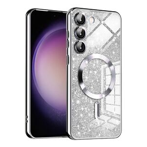 Husa pentru  Samsung Galaxy S23 Plus  cu MagSafe Sparkle Glare Detachable Layer, cu protectie lentile - argintiu