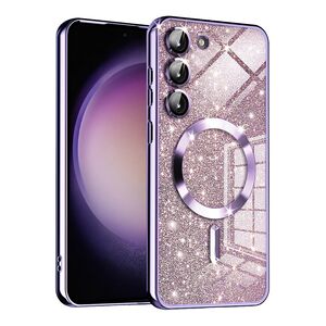 Husa pentru  Samsung Galaxy S23 Plus  cu MagSafe Sparkle Glare Detachable Layer, cu protectie lentile - mov deschis
