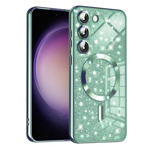 Husa pentru  Samsung Galaxy S23 Plus  cu MagSafe Sparkle Glare Detachable Layer, cu protectie lentile - verde deschis