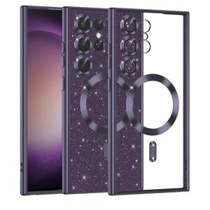 Husa pentru  Samsung Galaxy S23 Ultra 5G cu MagSafe Sparkle Glare Detachable Layer, cu protectie lentile - mov
