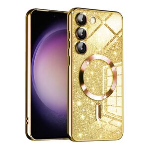 Husa pentru  Samsung Galaxy S23 cu MagSafe Sparkle Glare Detachable Layer, cu protectie lentile - gold