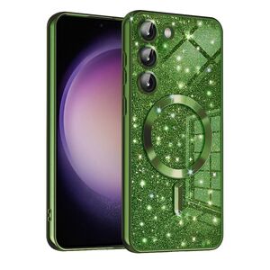 Husa pentru  Samsung Galaxy S23 cu MagSafe Sparkle Glare Detachable Layer, cu protectie lentile - verde