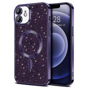 Husa pentru iPhone 12 cu MagSafe Sparkle Glare Detachable Layer, cu protectie lentile - mov