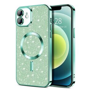 Husa pentru iPhone 12 cu MagSafe Sparkle Glare Detachable Layer, cu protectie lentile - verde deschis