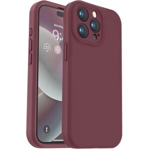 Husa pentru  iPhone 15 Pro Max Liquid Silicone, subțire, captusita cu microfibra, anti amprentă, protectie cameră foto, burgundy