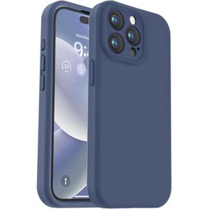 Husa pentru  iPhone 15 Pro Max Liquid Silicone, subțire, captusita cu microfibra, anti amprentă, protectie cameră foto, albastru