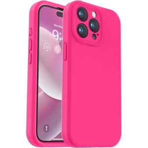 Husa pentru  iPhone 15 Pro Max Liquid Silicone, subțire, captusita cu microfibra, anti amprentă, protectie cameră foto, fucsia