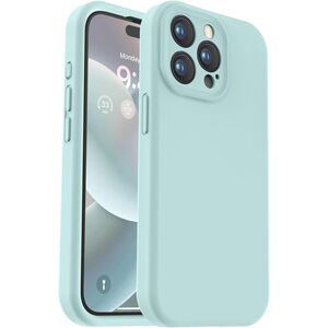 Husa pentru  iPhone 15 Pro Max Liquid Silicone, subțire, captusita cu microfibra, anti amprentă, protectie cameră foto, turcoaz