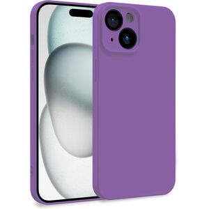 Husa pentru  iPhone 15 Plus Liquid Silicone, subțire, captusita cu microfibra, anti amprentă, protectie cameră foto, mov