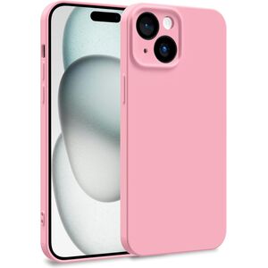 Husa pentru  iPhone 15 Plus Liquid Silicone, subțire, captusita cu microfibra, anti amprentă, protectie cameră foto, roz