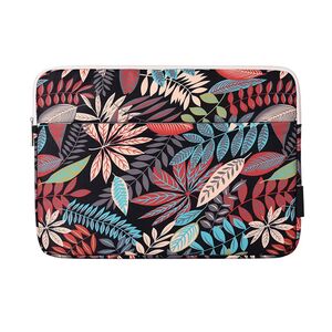 Husa pentru laptop 13-14 inch, eleganta si subtire, compartimente multiple, negru floral