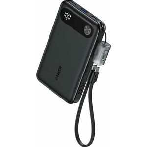 Acumulator extern Anker Powercore 10000 mAh, 22.5W, 2x USB-C, 1x USB-A, cablu USB-C incorporat, Negru