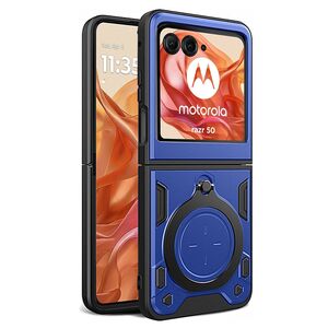 Husa pentru  Motorola Razr 50 cu inel și suport magnetic integrat Ring Shockproof, albastru