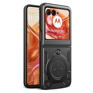 Husa pentru  Motorola Razr 50 cu inel și suport magnetic integrat Ring Shockproof, negru