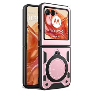 Husa pentru  Motorola Razr 50 cu inel și suport magnetic integrat Ring Shockproof, rose gold