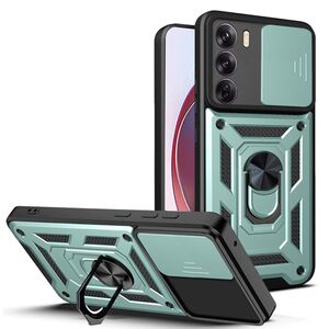 Husa pentru  Oppo Reno 12 Ring Armor Kickstand Tough Rugged Cover cu protectie camera, verde