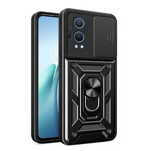 Husa pentru  OnePlus Nord CE4 Lite Ring Armor Kickstand Tough Rugged Cover cu protectie camera, negru