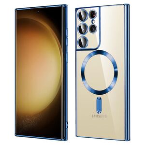 Husa pentru Samsung Galaxy S21 Ultra cu MagSafe si protectie pentru lentile anti-shock 1.5 mm - albastru
