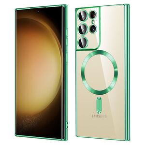 Husa pentru Samsung Galaxy S21 Ultra cu MagSafe si protectie pentru lentile anti-shock 1.5 mm - verde deschis