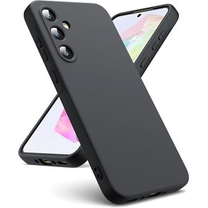 Husa pentru  Samsung Galaxy A35 Liquid Silicone, subțire, captusita cu microfibra, anti amprentă, protectie cameră foto, negru