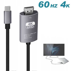 Cablu video de la USB-C la HDMI, 4K @ 60Hz, compatibil MacBook, 1.8 m, negru