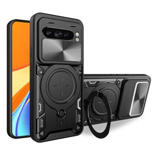 Husa pentru  Google Pixel 9 / 9 Pro cu protecție pentru cameră și suport magnetic integrat Ring Shockproof, negru