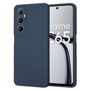 Husa pentru  Realme C65 Liquid Silicone, subțire, captusita cu microfibra, anti amprentă, protectie cameră foto, albastru