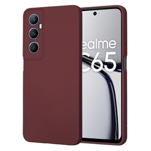 Husa pentru  Realme C65 Liquid Silicone, subțire, captusita cu microfibra, anti amprentă, protectie cameră foto, bordeaux