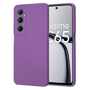 Husa pentru  Realme C65 Liquid Silicone, subțire, captusita cu microfibra, anti amprentă, protectie cameră foto, mov