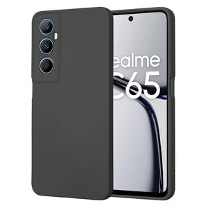 Husa pentru  Realme C65 Liquid Silicone, subțire, captusita cu microfibra, anti amprentă, protectie cameră foto, negru