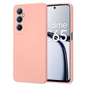 Husa pentru  Realme C65 Liquid Silicone, subțire, captusita cu microfibra, anti amprentă, protectie cameră foto, roz
