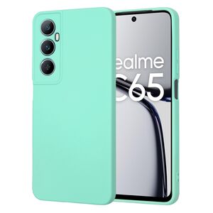 Husa pentru  Realme C65 Liquid Silicone, subțire, captusita cu microfibra, anti amprentă, protectie cameră foto, turcoaz