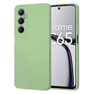 Husa pentru  Realme C65 Liquid Silicone, subțire, captusita cu microfibra, anti amprentă, protectie cameră foto, verde deschis