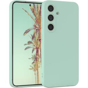 Husa pentru  Samsung Galaxy S24+ Plus Liquid Silicone, subțire, captusita cu microfibra, anti amprentă, protectie cameră foto, verde deschis