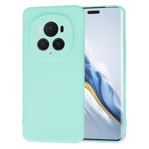 Husa pentru  Honor Magic 6 Pro Liquid Silicone, subțire, captusita cu microfibra, anti amprentă, protectie cameră foto, turcoaz