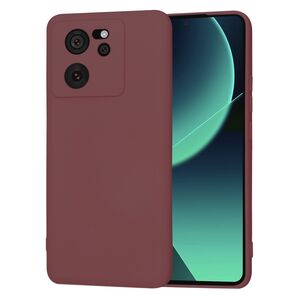 Husa pentru  Xiaomi 13T, 13T Pro Liquid Silicone, subțire, captusita cu microfibra, anti amprentă, protectie cameră foto, bordeaux