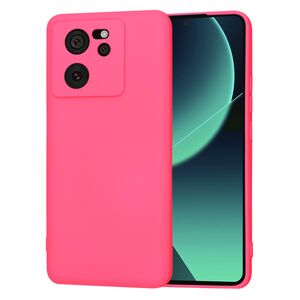 Husa pentru  Xiaomi 13T, 13T Pro Liquid Silicone, subțire, captusita cu microfibra, anti amprentă, protectie cameră foto, fucsia