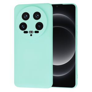 Husa pentru  Xiaomi 14 Ultra Liquid Silicone, subțire, captusita cu microfibra, anti amprentă, protectie cameră foto, turcoaz
