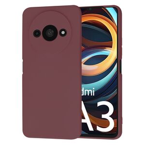 Husa pentru  Xiaomi Redmi A3 Liquid Silicone, subțire, captusita cu microfibra, anti amprentă, protectie cameră foto, bordeaux