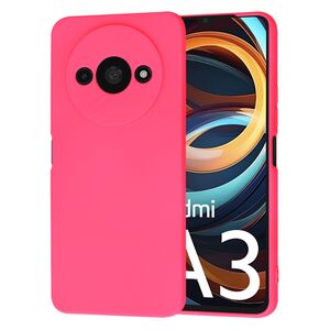 Husa pentru  Xiaomi Redmi A3 Liquid Silicone, subțire, captusita cu microfibra, anti amprentă, protectie cameră foto, fucsia