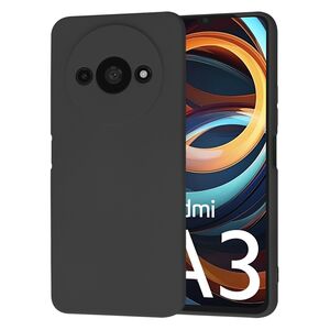 Husa pentru  Xiaomi Redmi A3 Liquid Silicone, subțire, captusita cu microfibra, anti amprentă, protectie cameră foto, negru