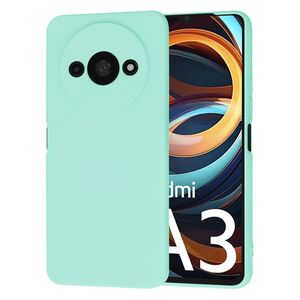 Husa pentru  Xiaomi Redmi A3 Liquid Silicone, subțire, captusita cu microfibra, anti amprentă, protectie cameră foto, turcoaz