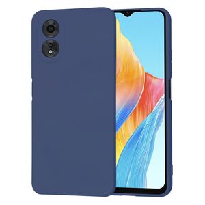 Husa pentru  Oppo A18, A38 Liquid Silicone, subțire, captusita cu microfibra, anti amprentă, protectie cameră foto, albastru