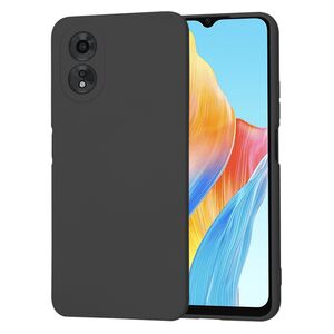 Husa pentru  Oppo A18, A38 Liquid Silicone, subțire, captusita cu microfibra, anti amprentă, protectie cameră foto, negru
