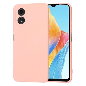 Husa pentru  Oppo A18, A38 Liquid Silicone, subțire, captusita cu microfibra, anti amprentă, protectie cameră foto, roz