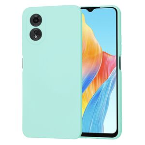 Husa pentru  Oppo A18, A38 Liquid Silicone, subțire, captusita cu microfibra, anti amprentă, protectie cameră foto, turcoaz