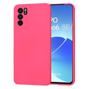 Husa pentru  Oppo Reno 6  Liquid Silicone, subțire, captusita cu microfibra, anti amprentă, protectie cameră foto, fucsia